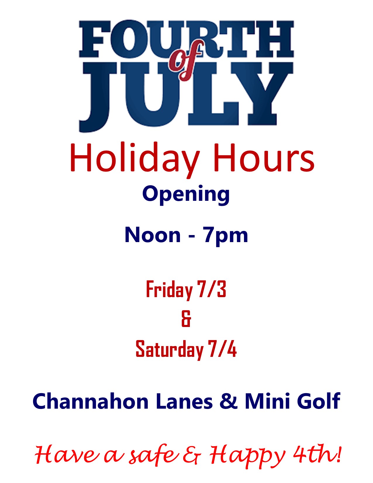 July 4th Hours